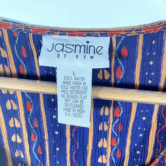 Vintage Jasmine KVM Women's Full Button Up Maxi Dress Sz Large Hippie Boho Flowy - Picture 3 of 7